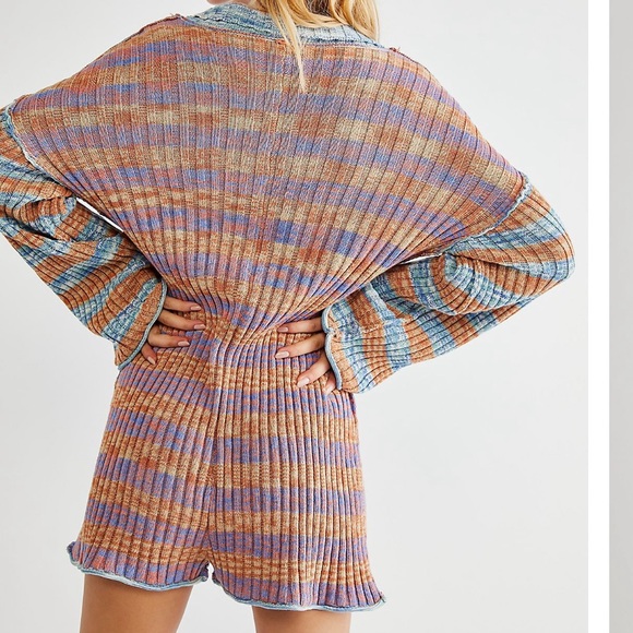 NEW FREE PEOPLE Spiced Brandy Wide Rib Knit Oversized Romper XSmall NWT - Picture 3 of 10